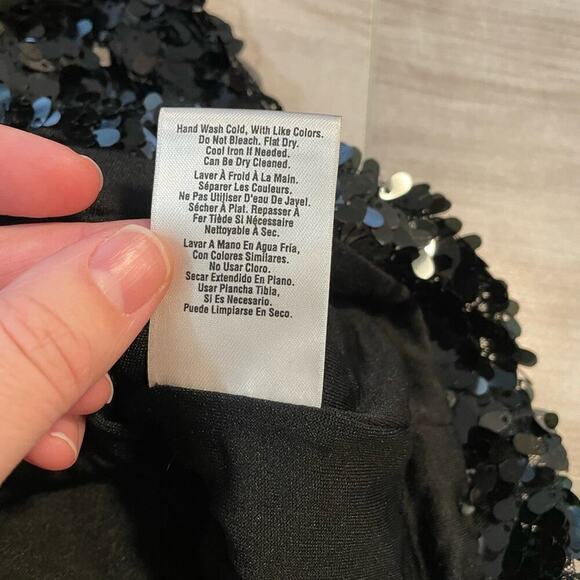 DKNYC Black Formal Long Sleeve Sheer Sequin Party Dress- Size Medium - Picture 10 of 13